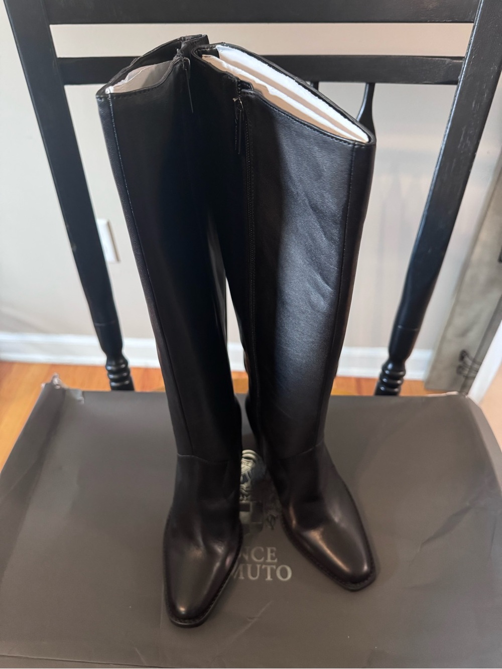 Vince Camuto Lecheya Wide Calf Knee High Boot 6.5 W NIB Blavk Leather